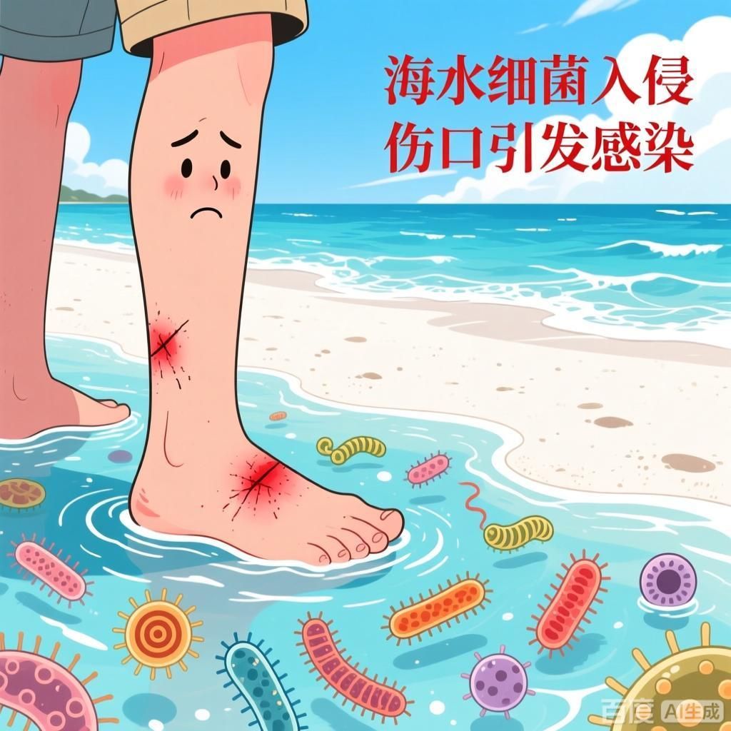 給我一些關于海水細菌感染的案例，關于海水細菌感染的案例