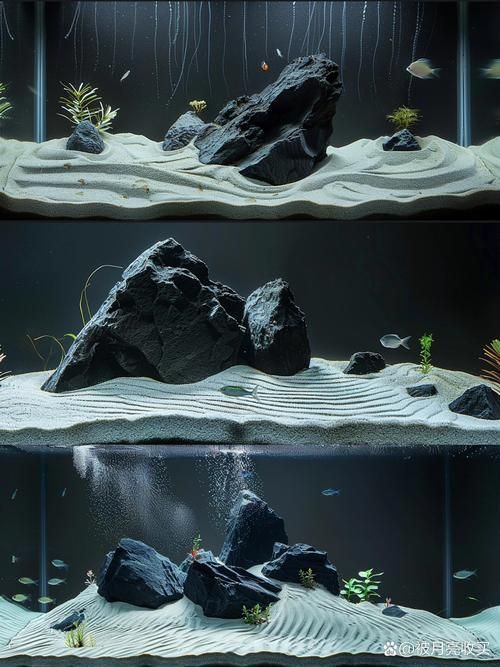 給我一些120×60魚缸的造景圖片，120×60厘米的魚缸造景圖片展示了如何通過不同的植物、裝飾品和水生物來豐富您的魚缸景觀