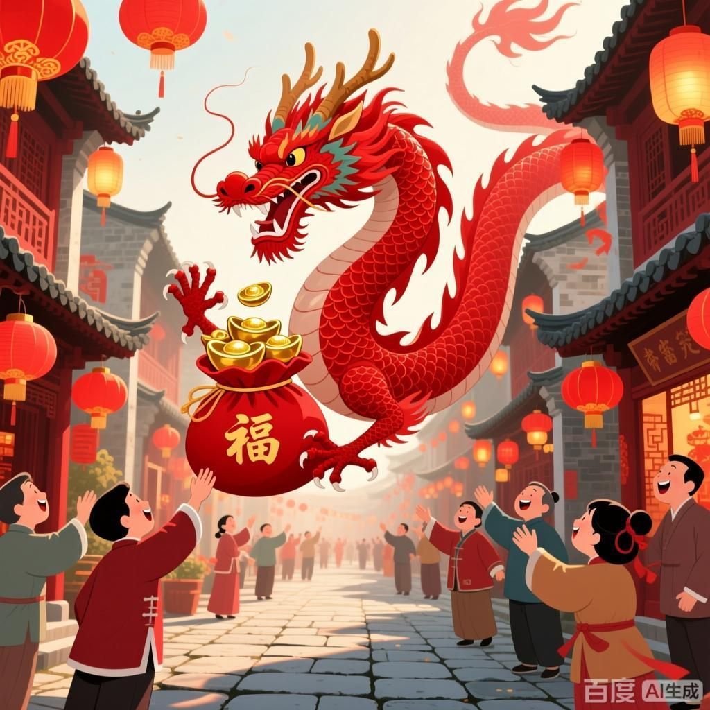 詳解紅龍在民間信仰中的靈力，四幅圍繞民間信仰中紅龍靈力的插畫