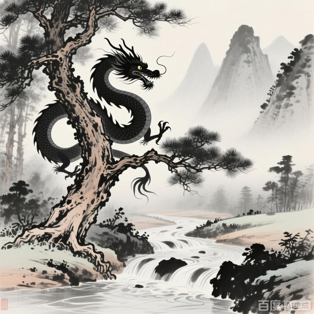 能否提供更多關于黑色龍的傳說，4張圍繞黑色龍傳說的插畫