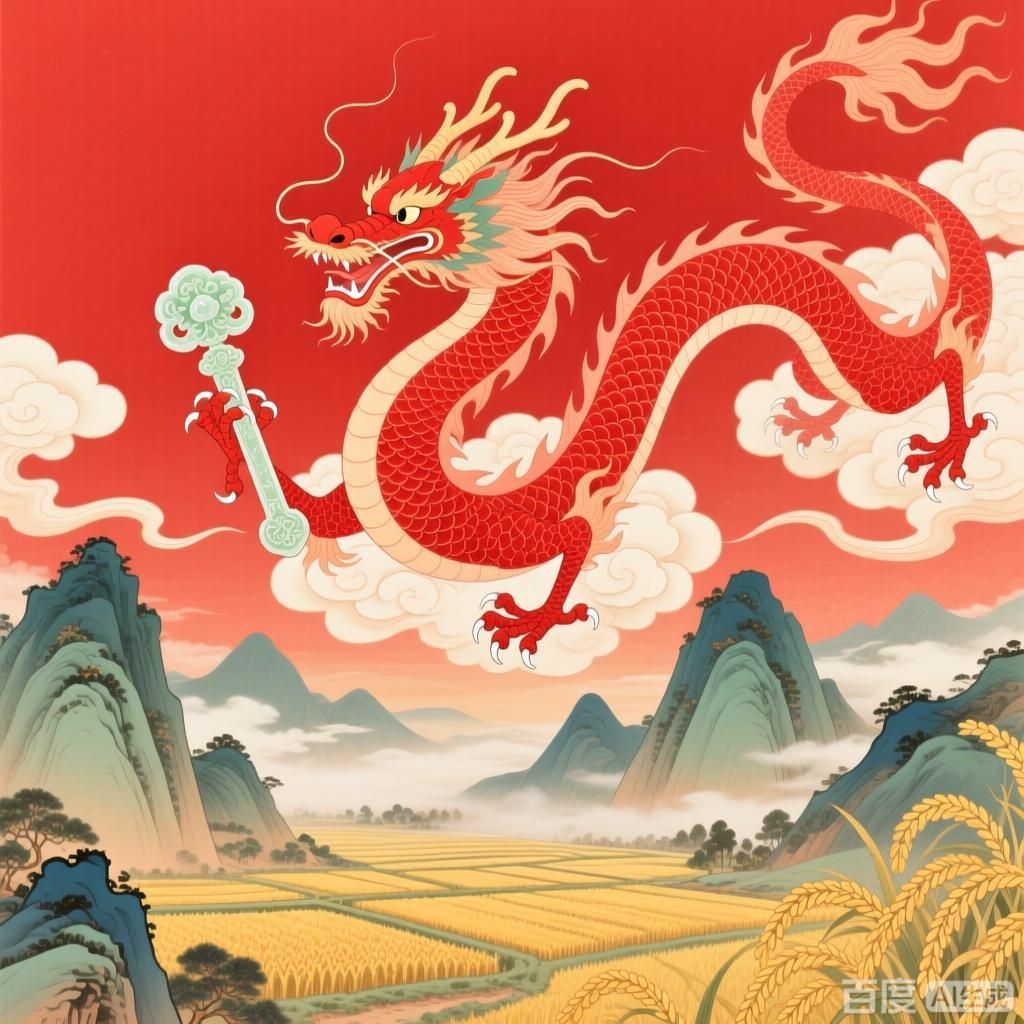 能否提供更多紅龍的象征意義，四幅圍繞紅龍象征意義的插畫