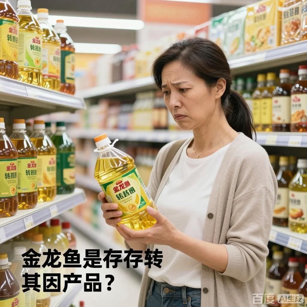 金龍魚是否存在轉基因產品，四張圖均圍繞金龍魚轉基因產品疑問展開