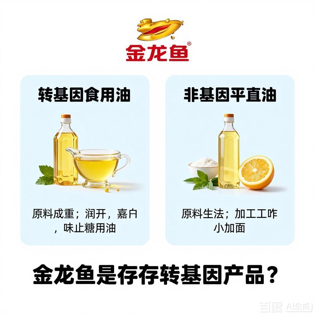 金龍魚是否存在轉基因產品，四張圖均圍繞金龍魚轉基因產品疑問展開