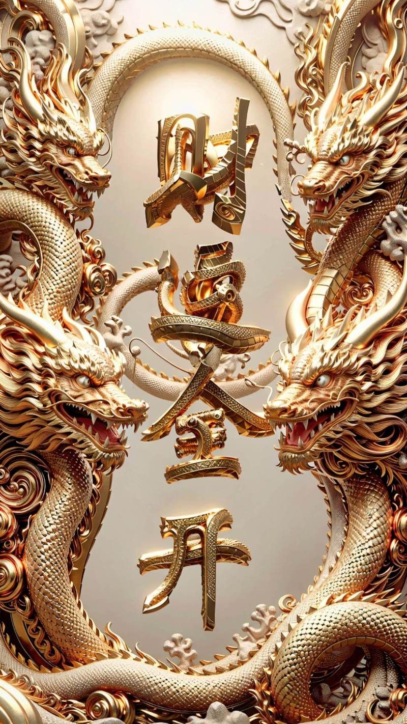 有沒有帶文字的招財金龍壁紙
