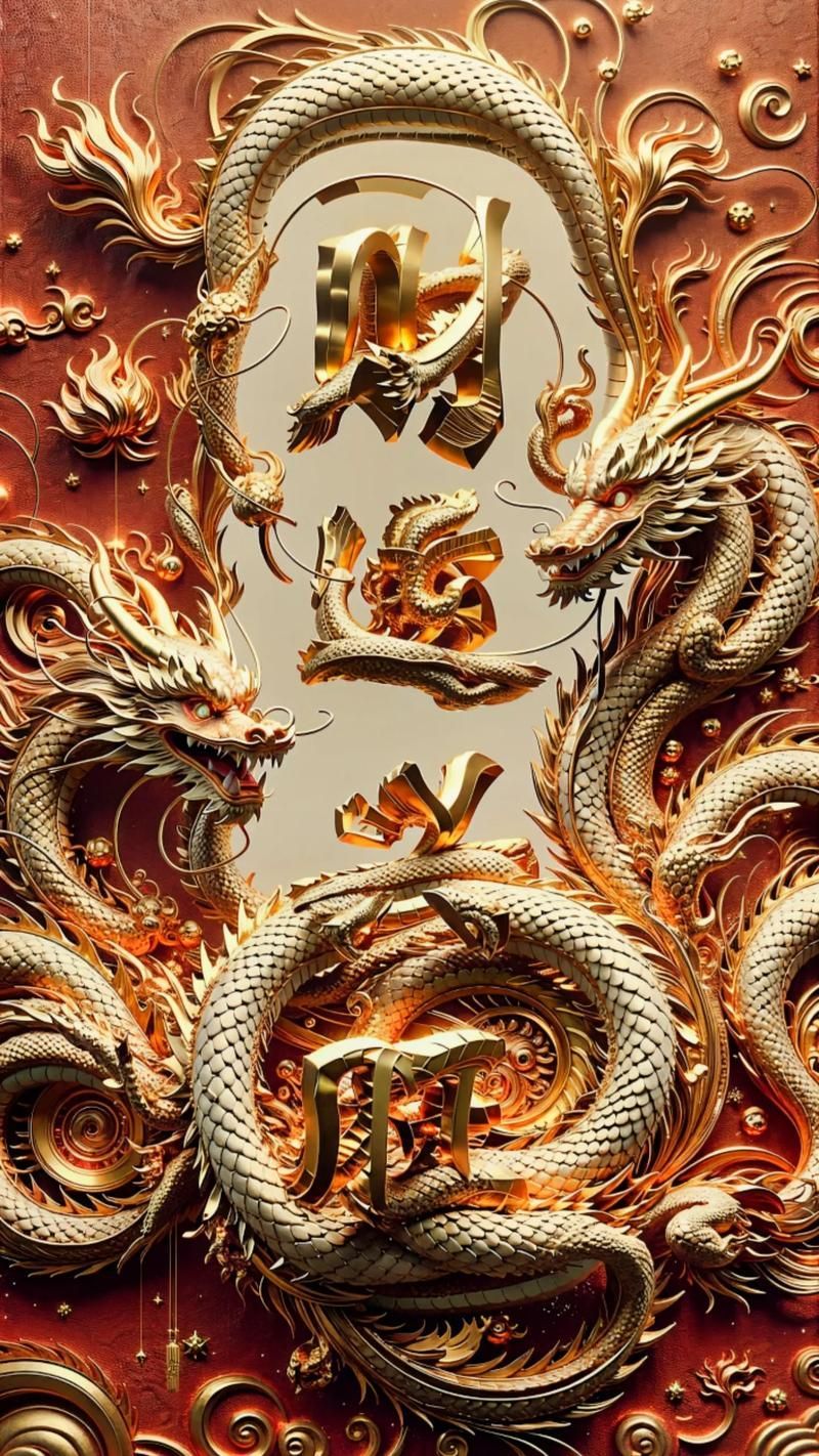 有沒有帶文字的招財金龍壁紙