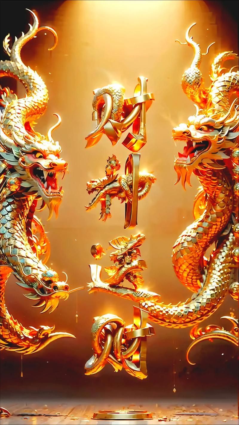 有沒有帶文字的招財金龍壁紙