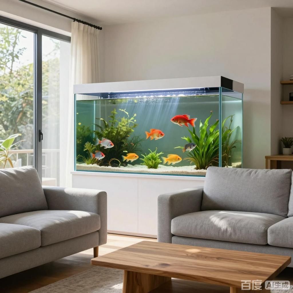魚缸放客廳南方最佳位置，四張圖均展示客廳南方位置擺放魚缸的場景