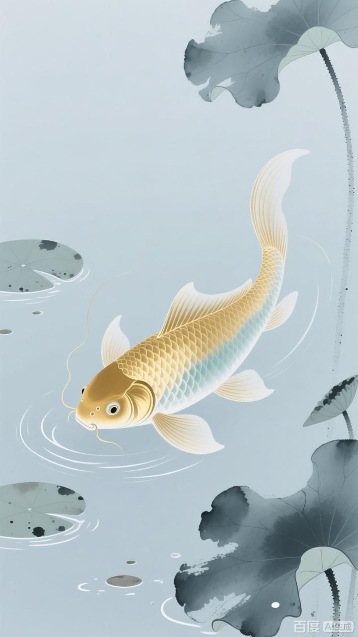 如何制作一張簡約國風金龍魚壁紙，一張簡約國風金龍魚壁紙