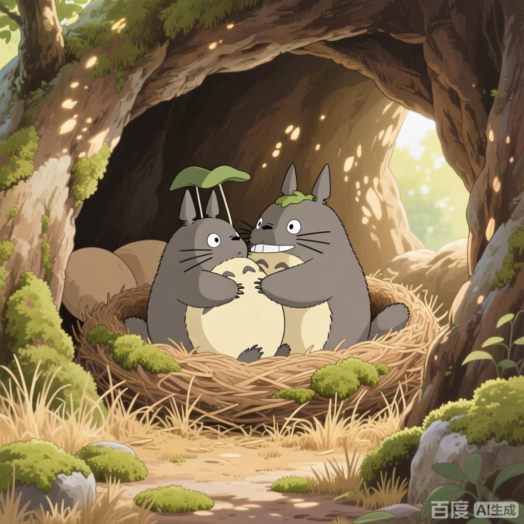 詳細介紹一下龍貓的繁殖過程，宮崎駿動畫風格呈現龍貓的繁殖過程