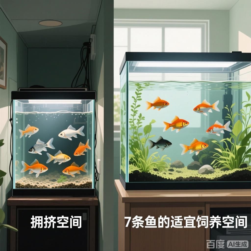 魚缸里養七條魚需要多大的空間，七條魚在60的魚缸里會顯得擁擠嗎？