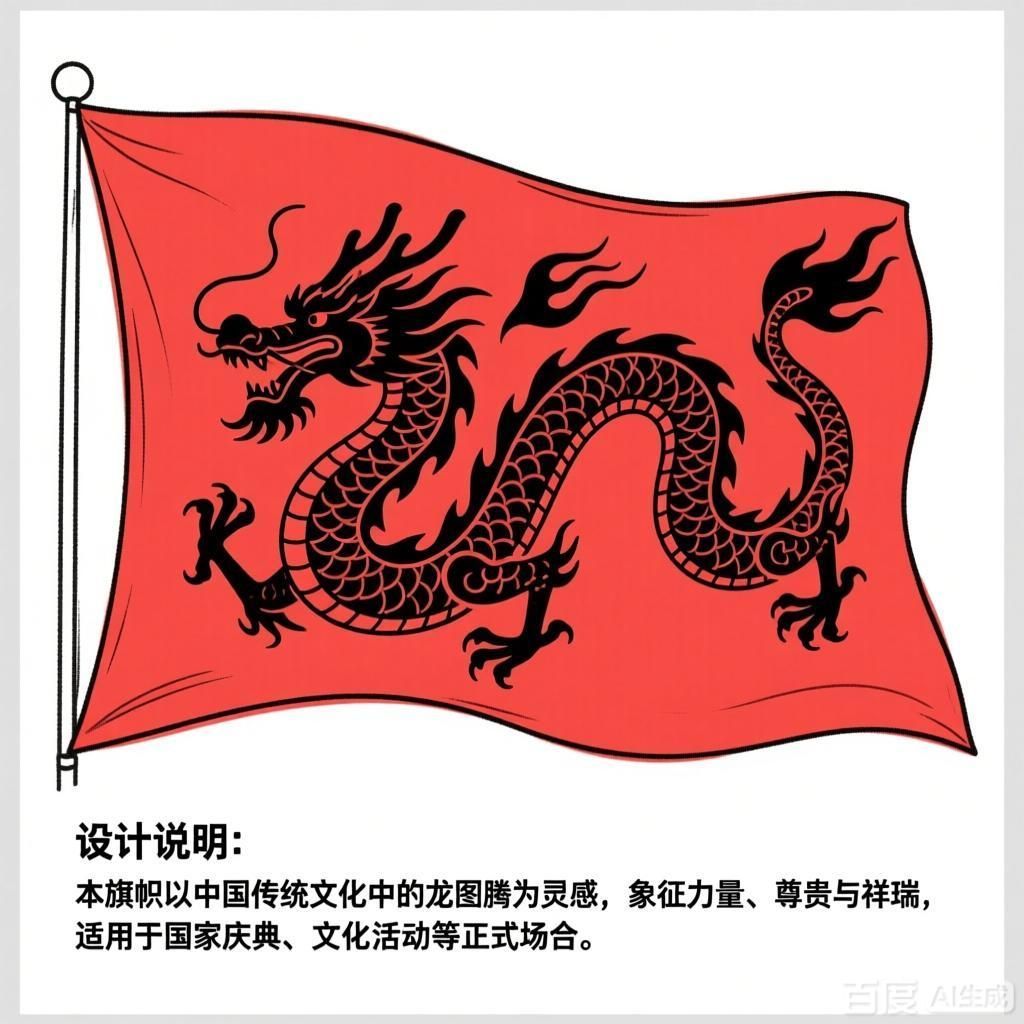 能否提供紅龍旗的設計草圖，紅龍旗的設計草圖