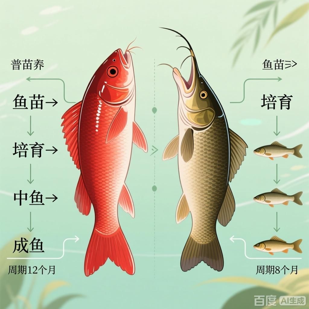 紅尾魚和翹嘴魚的養殖周期對比，尾魚和翹嘴魚的養殖周期對比