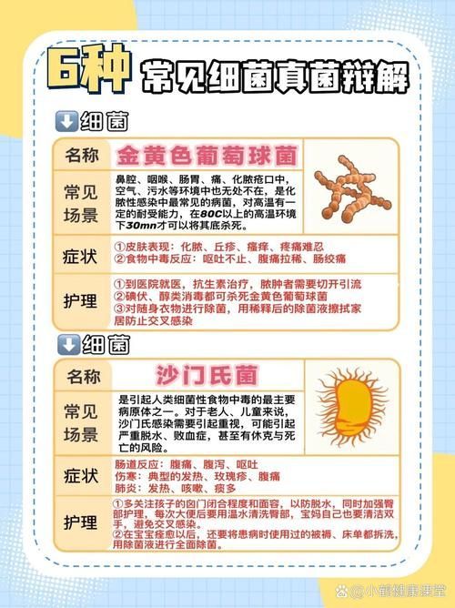 能否提供真菌和細菌的對比圖，如何區分真菌和細菌的感染癥狀