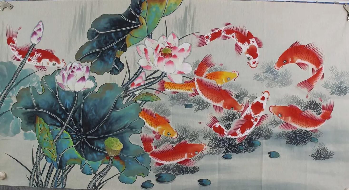 推薦一些九龍魚風(fēng)水畫的藝術(shù)家，九龍魚風(fēng)水畫作品《紅荔九魚圖》中的九龍魚風(fēng)水畫作品