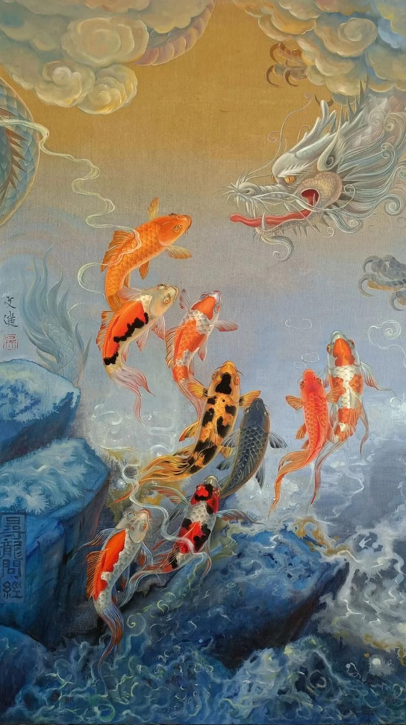 推薦一些九龍魚風(fēng)水畫的藝術(shù)家，九龍魚風(fēng)水畫作品《紅荔九魚圖》中的九龍魚風(fēng)水畫作品