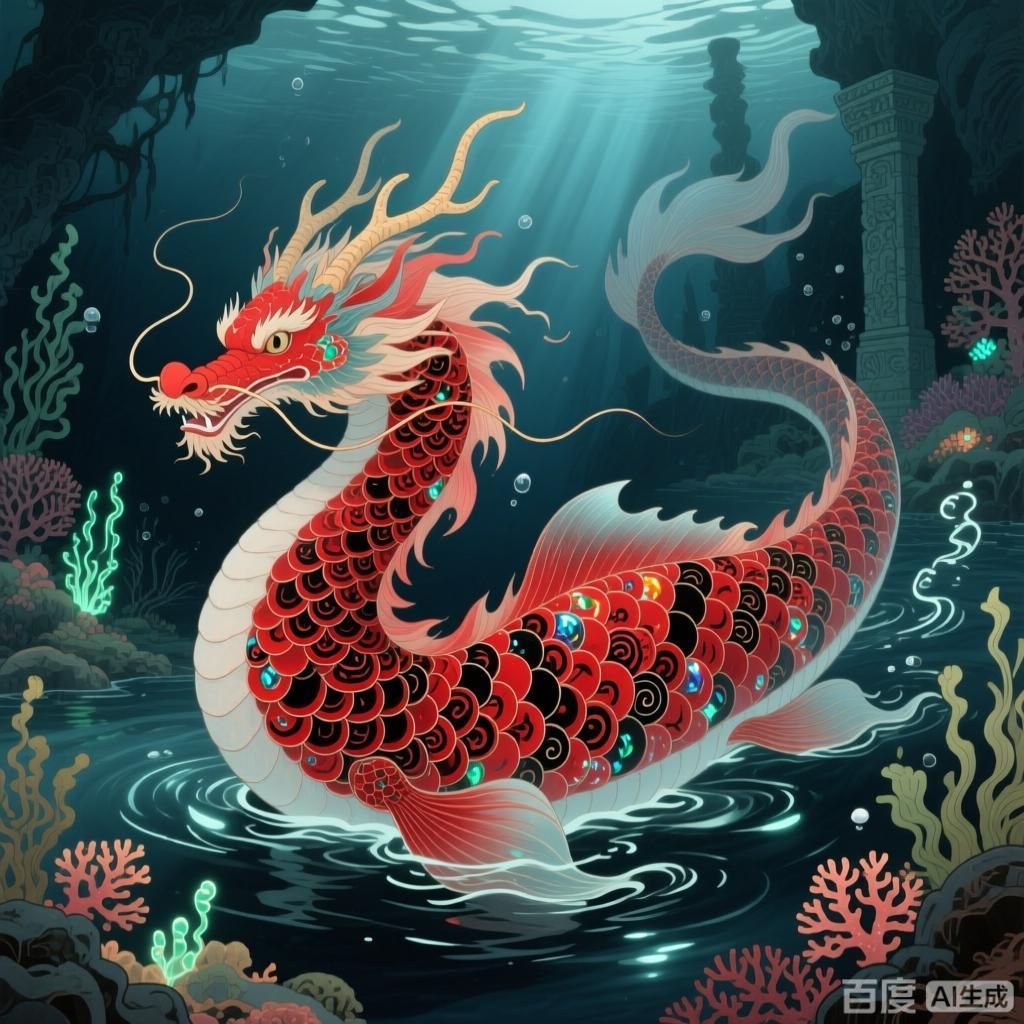 如何結合《山海經》記載繪制龍魚鱗片，《山海經》龍魚鱗片繪制的視頻教程，古風插畫風格呈現