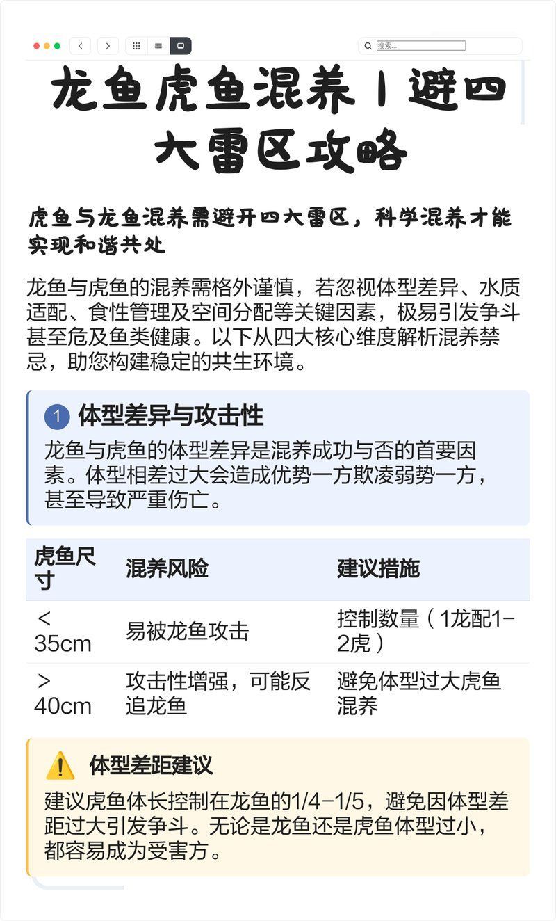 虎魚與龍魚混養有哪些注意事項，虎魚與龍魚混養有哪些注意事項，
