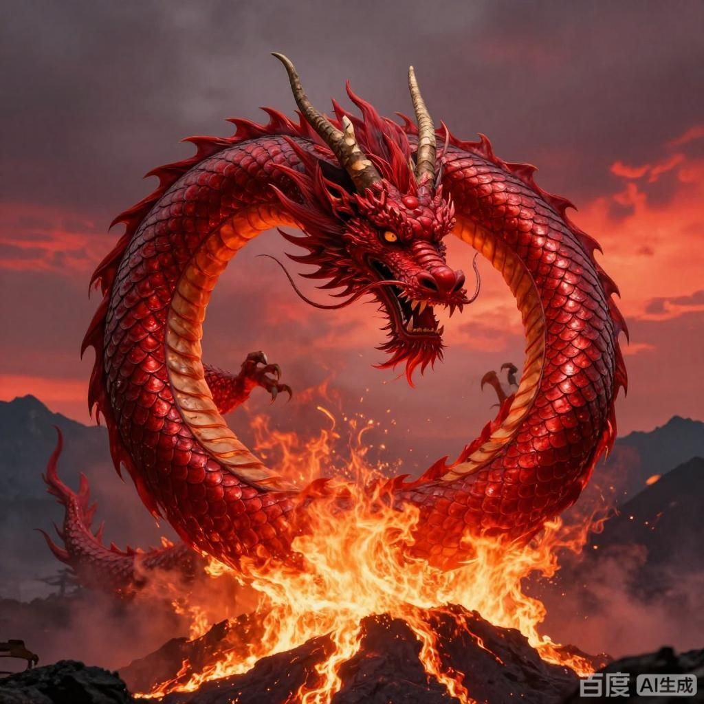 紅龍鱗片顏色象征意義，四張插畫(huà)圍繞紅龍鱗片不同顏色的象征意義展開(kāi)