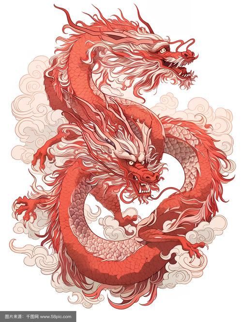 能否提供一張紅龍插畫藝術作品圖片，能否提供一張紅龍插畫藝術作品