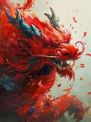 能否提供一張紅龍插畫藝術作品圖片，能否提供一張紅龍插畫藝術作品