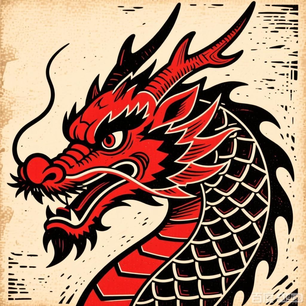 如何設計一個獨特的紅龍頭像，國風手繪紅龍頭像