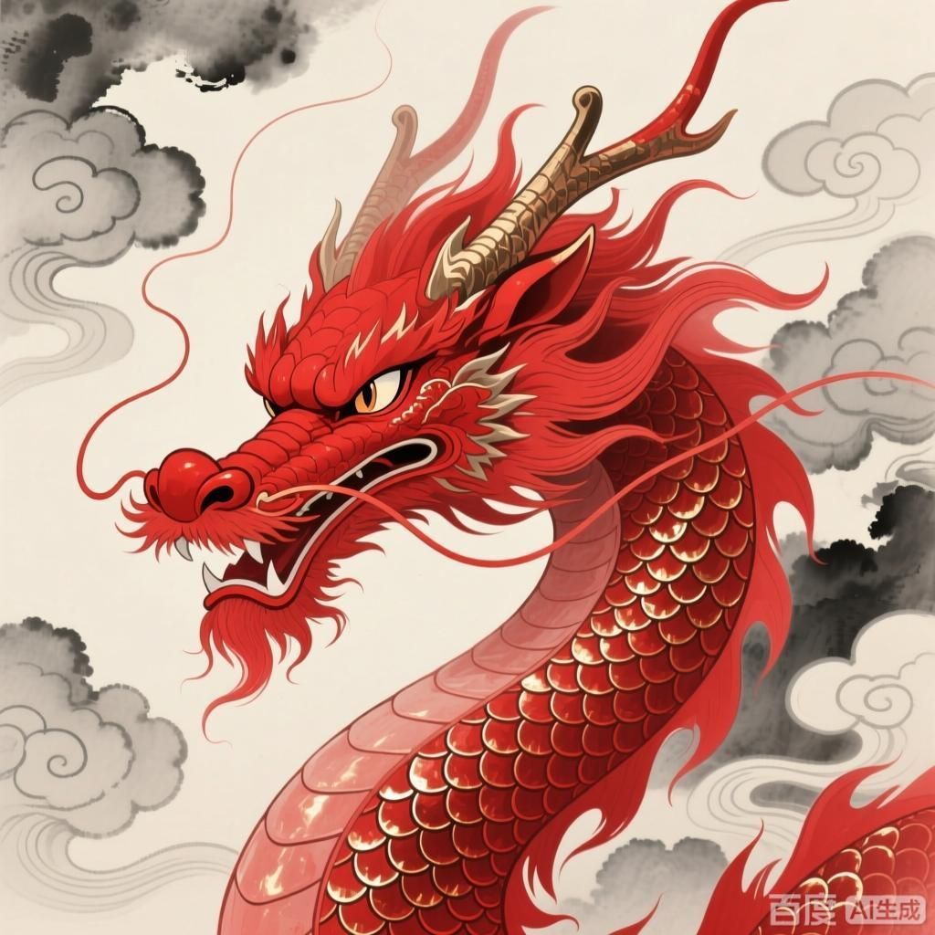 如何設計一個獨特的紅龍頭像，國風手繪紅龍頭像