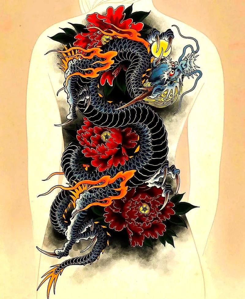 紅龍紋身圖案創意，紅龍紋身的設計風格與部位搭配指南