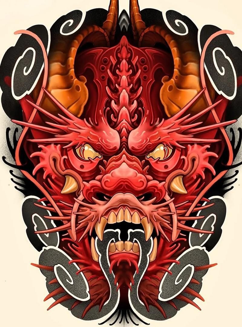 紅龍紋身圖案創意，紅龍紋身的設計風格與部位搭配指南