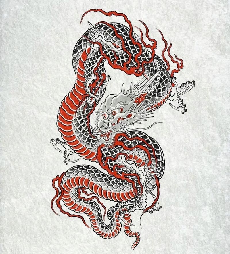 紅龍紋身圖案創意，紅龍紋身的設計風格與部位搭配指南