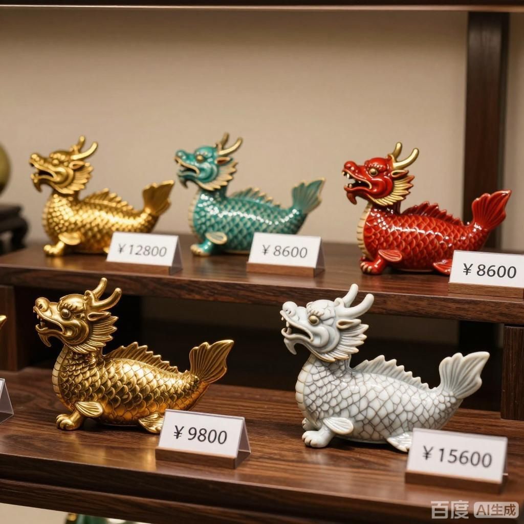 能否提供龍頭魚擺件不同顏色的價格對比，不同顏色的龍頭魚擺件有何差異，能否提供龍頭魚擺件不同材質的價格對比