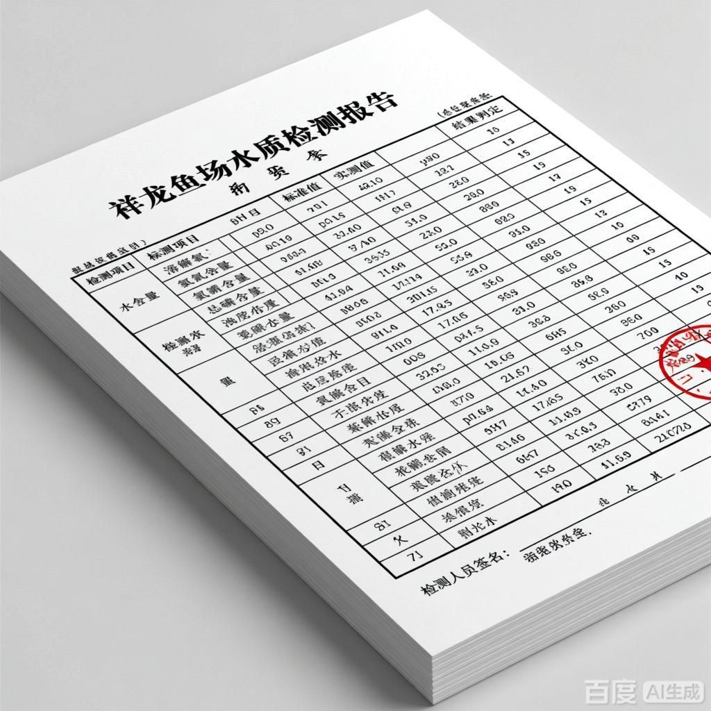 請?zhí)峁┫辇堲~場水質(zhì)檢測數(shù)據(jù)的示例，祥龍魚場水質(zhì)檢測數(shù)據(jù)