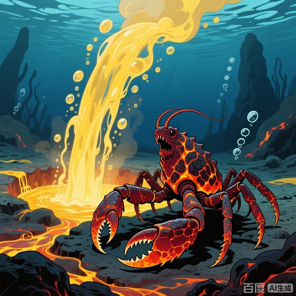 能再詳細介紹幾種海洋不明生物嗎，四張插畫風格的海洋不明生物圖