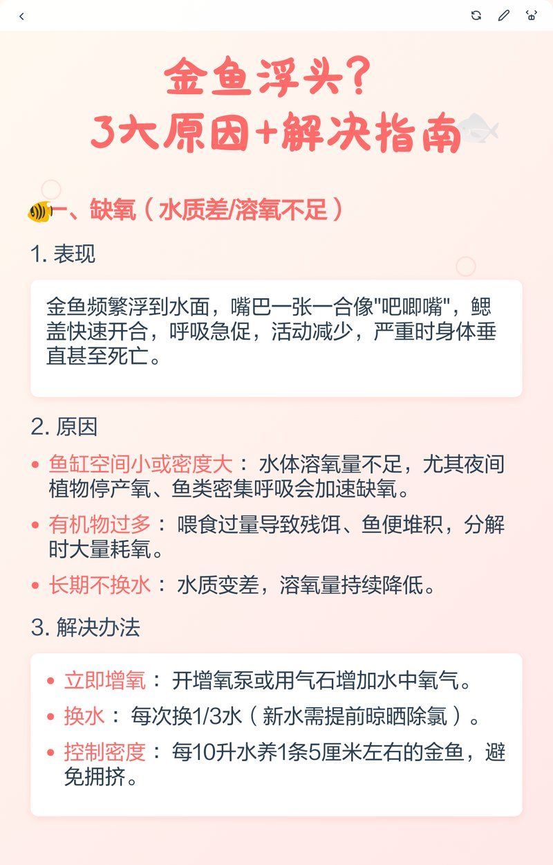金魚浮頭會自行緩解嗎，金魚浮頭吧唧嘴的三大原因