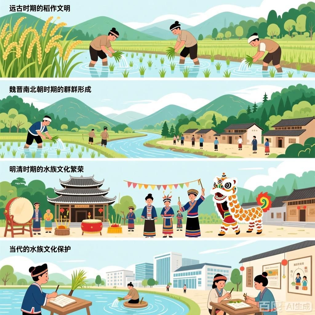 水族的歷史文化發展時間線，4張水族歷史文化時間線可視化圖