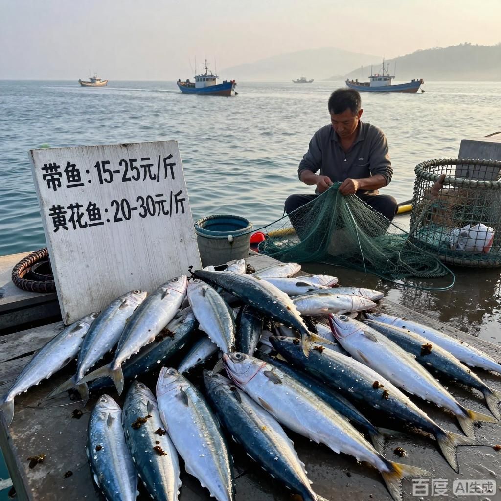 這些漁場的價格范圍是多少？，4張圖均圍繞漁場及價格展開以寫實風格呈現不同風格