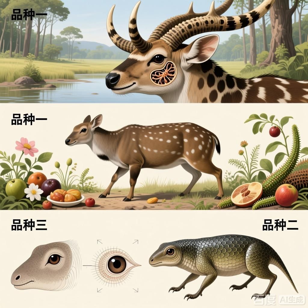 能詳細(xì)介紹一下這三個(gè)品種嗎，四張插畫分別以細(xì)致寫實(shí)的風(fēng)格呈現(xiàn)三種不同品種的特點(diǎn)