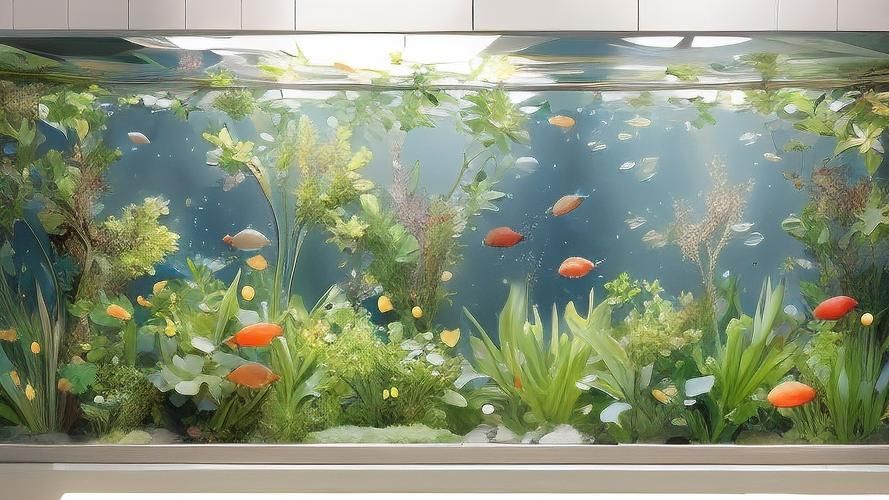 給我一些家庭水族箱布置的圖片，家庭水族箱如何布置