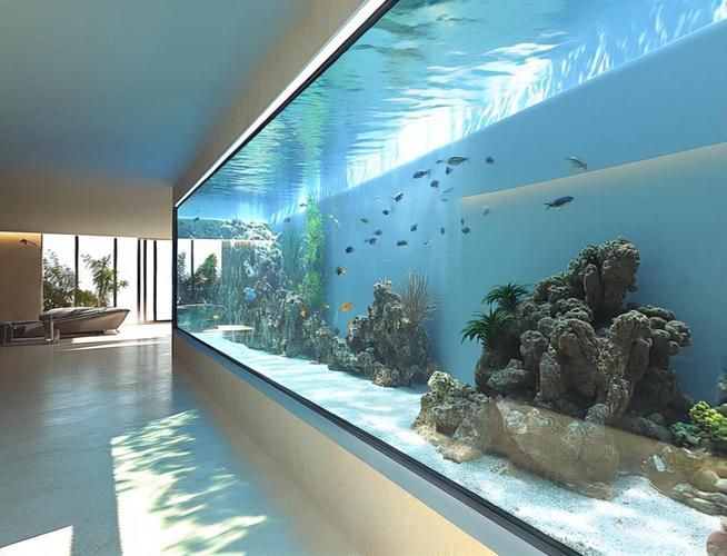 給我一些家庭水族箱布置的圖片，家庭水族箱如何布置