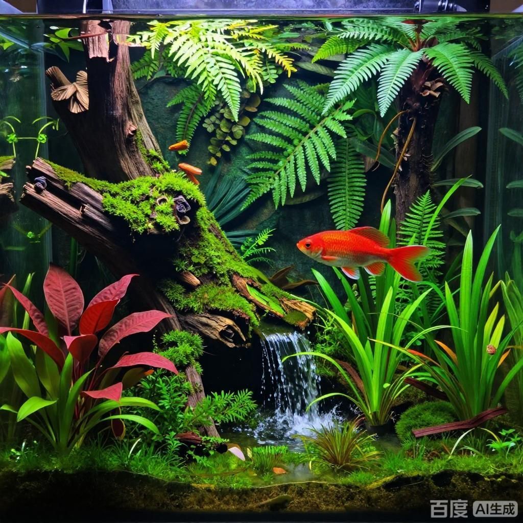 給我一些龍魚缸布置的創(chuàng)意設(shè)計(jì)，龍魚缸布置創(chuàng)意設(shè)計(jì)