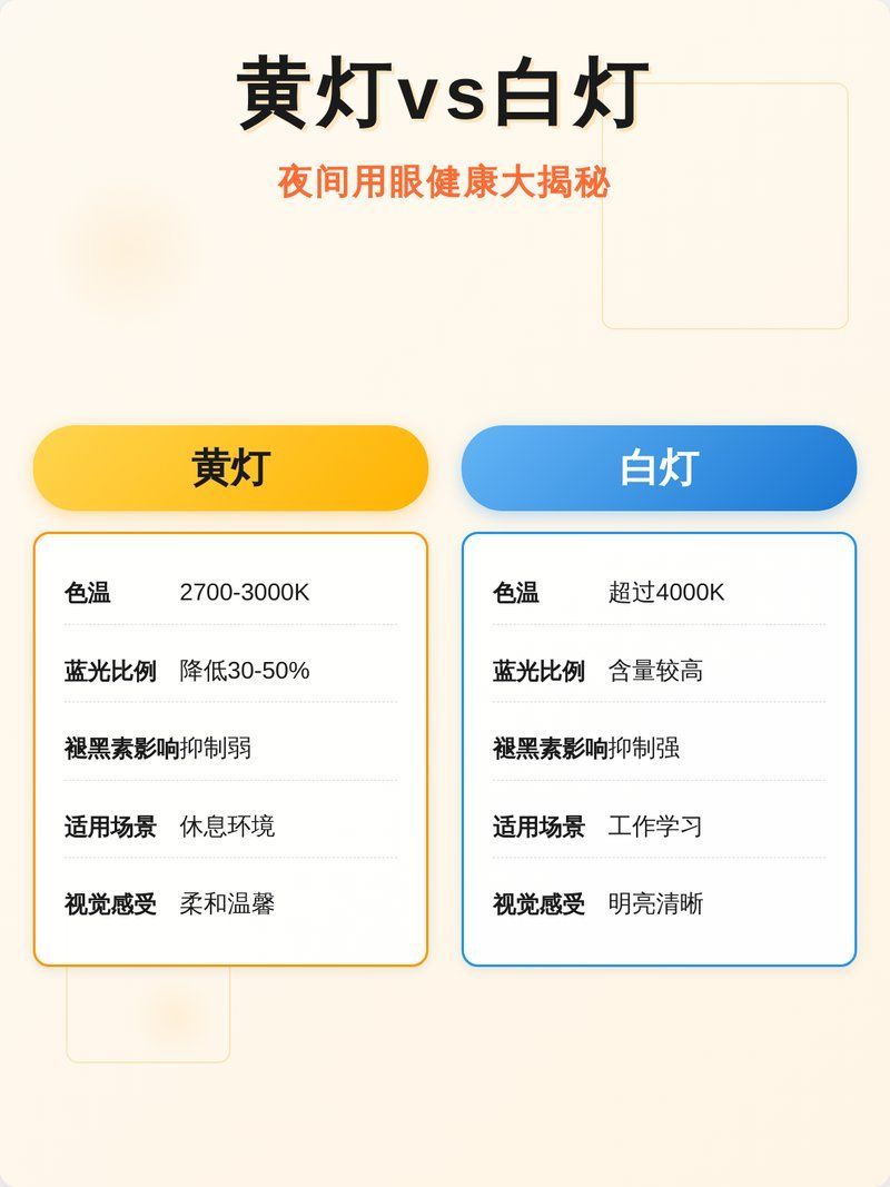 黃燈和白燈對生物視覺的影響，黃燈與白燈對生物視覺的影響