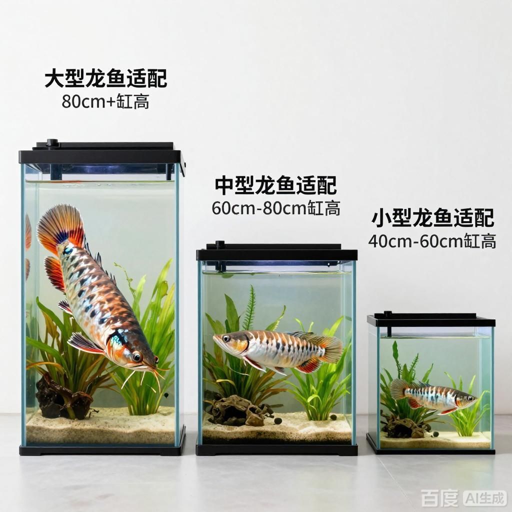 如何為龍魚選擇合適的魚缸高度，如何為龍魚選擇合適的魚缸高度，四張圖圍繞龍魚適配魚缸高度展開