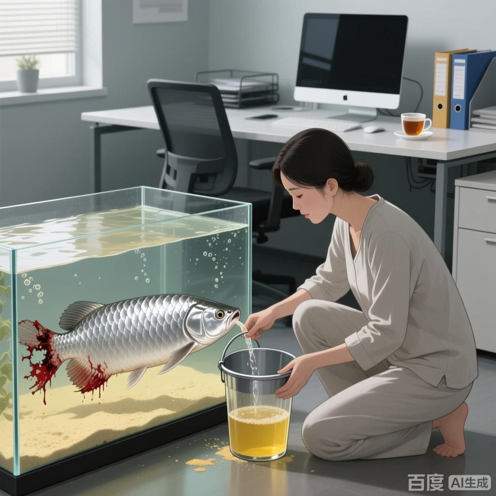 給我一些龍魚生病時的治療案例，給我一些龍魚生病時的治療案例,4張圖均為龍魚生病治療場景插畫