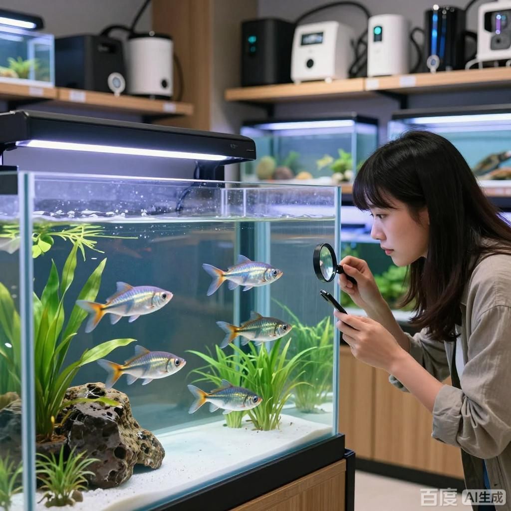 如何挑選健康的觀賞魚，如何挑選健康的觀賞魚，四張圖均圍繞健康觀賞魚
