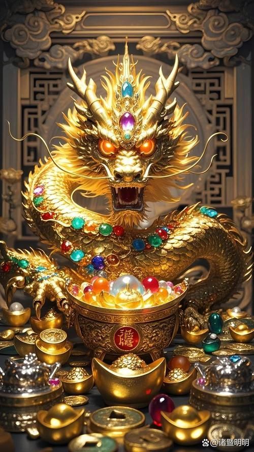 有沒有帶吉祥物的聚財金龍壁紙，帶吉祥物的聚財金龍壁紙