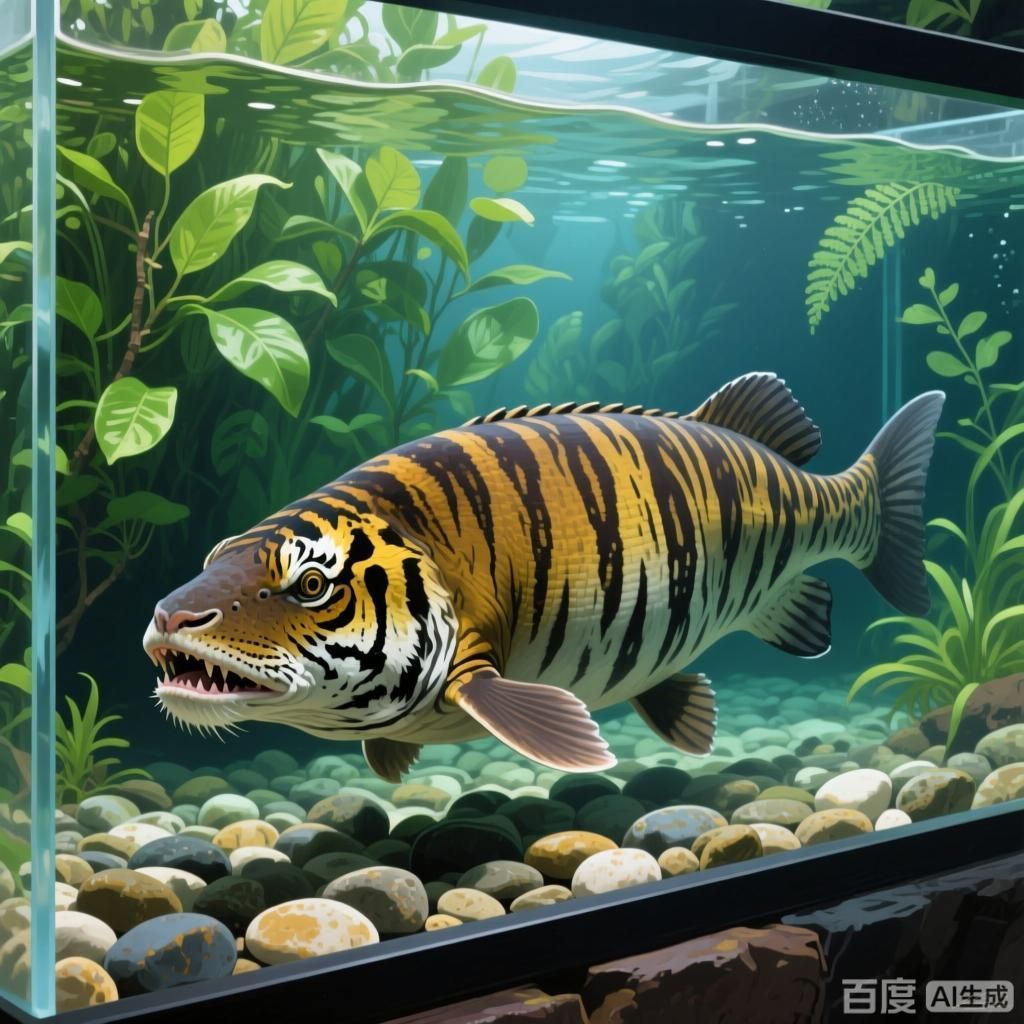 斑節恐龍魚和虎紋恐龍王魚哪個更受歡迎，斑節恐龍魚和虎紋恐龍王魚哪個更受歡迎四張插畫風格圖