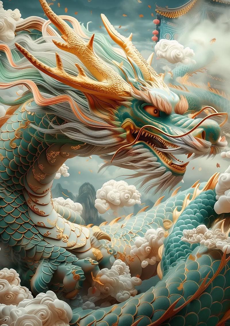 再給我?guī)讖堄兴囆g感的龍圖片，藝術龍圖片展現(xiàn)龍的不同形態(tài)與象征意義