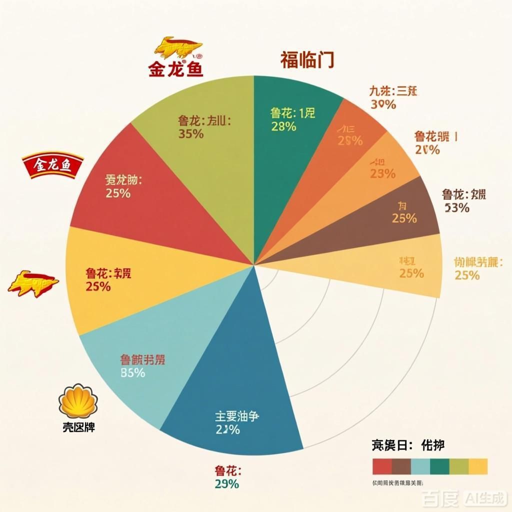 這些競爭者在金龍魚的市場份額中各占多少？，金龍魚在食用油市場中占據主導地位