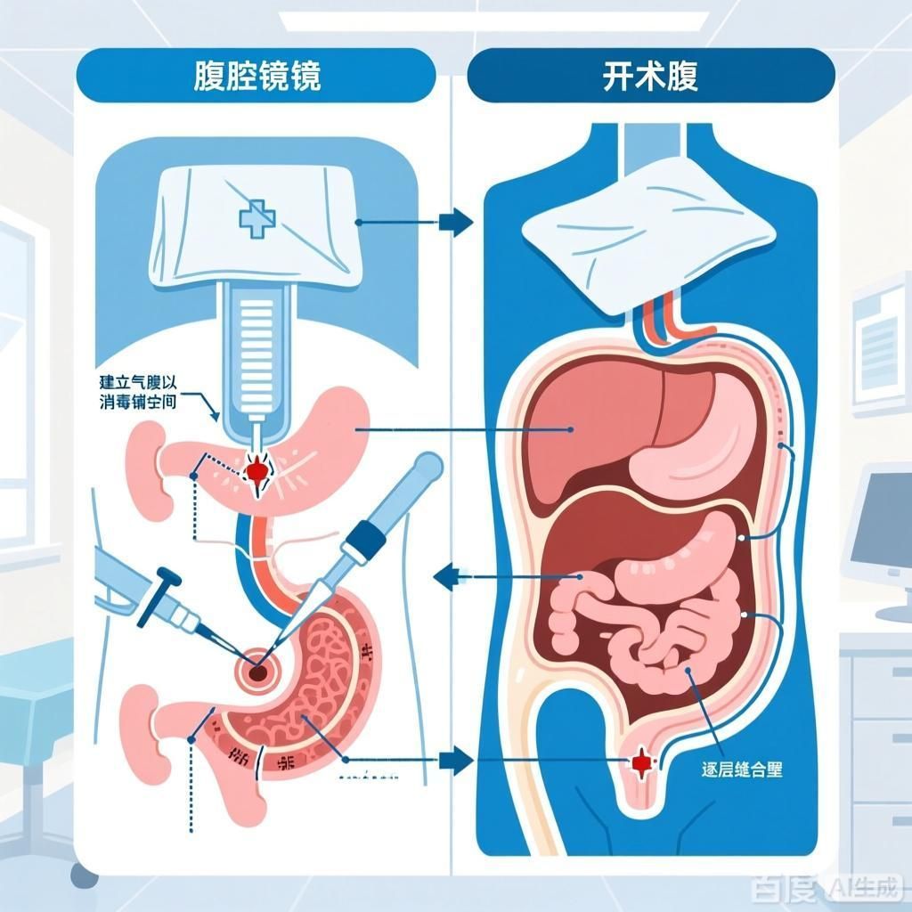 能否提供不同手術類型的步驟對比，——腹腔鏡手術和傳統(tǒng)開放手術指南