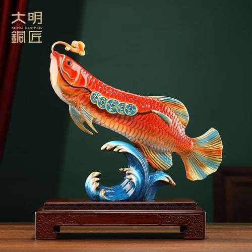 有哪些材質適合龍魚擺件，大明銅匠富貴金龍魚擺件開業喬遷禮品牌龍魚擺件