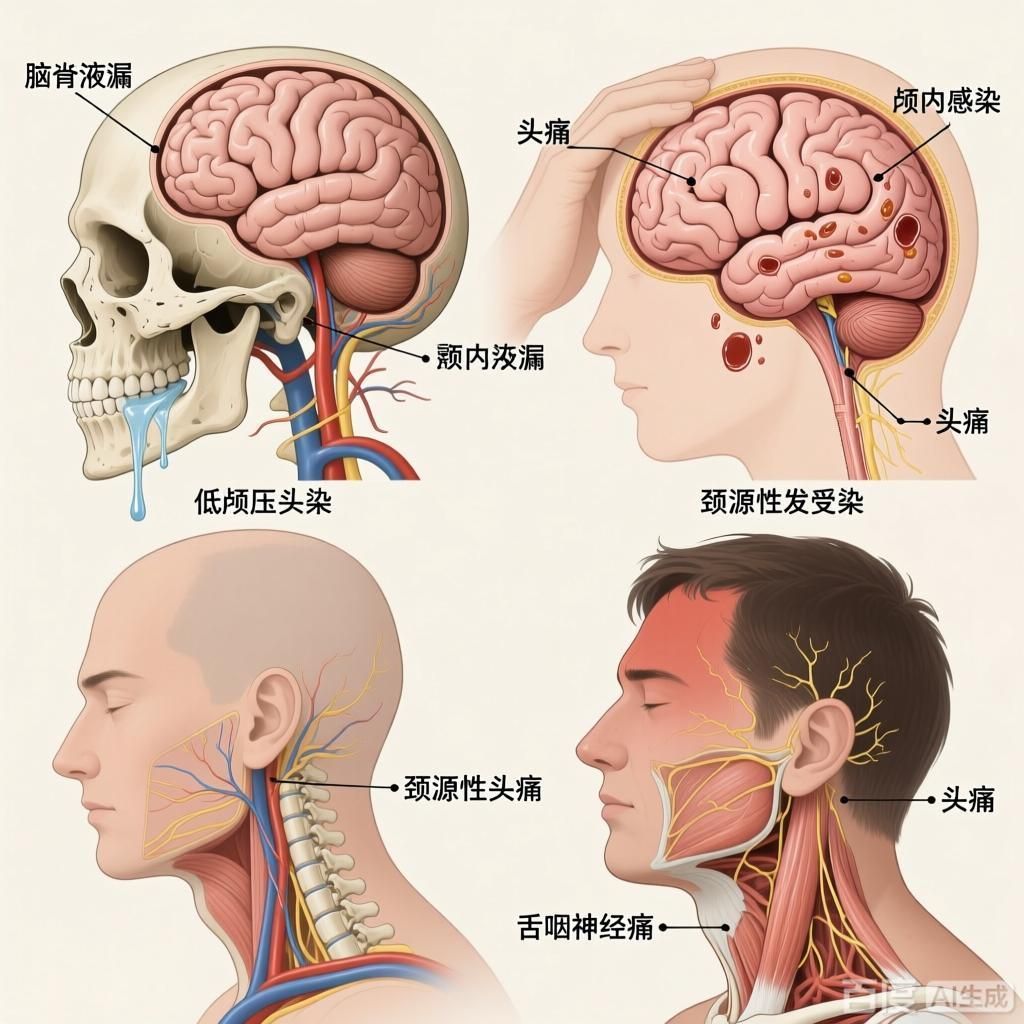能否提供更多關于頭痛的罕見病因，頭痛是一種常見的癥狀但有時其病因可能較為罕見，以下是罕見病因